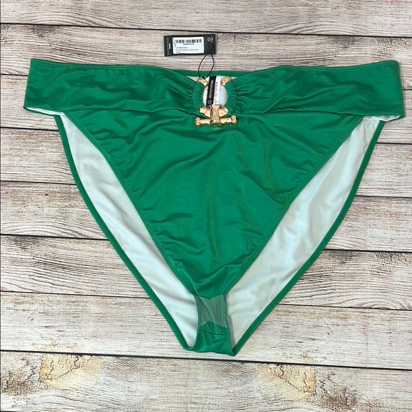 PrettyLittleThing Emerald Green Hammered Trim Bikini Bottoms NWT - Picture 3 of 9